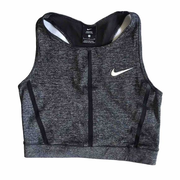 NIKE PRO HYPERCOOL TANK TOP DRI FIT CROPPED GREY BLACK MESH 889627-011 S EUC! - Picture 2 of 10